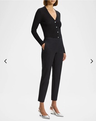 Theory Thaniel Kenett Black Stretch Cropped Pants Trousers Size 4 Minimalist