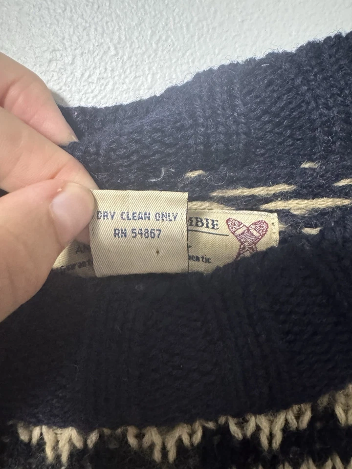 Suéter De Colección Abercrombie & Fitch The Big Para Hombre L 100% Lana Patrón Esquí Nórdico Foto 4 de 4