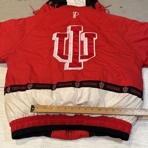 Vintage 90s NCAA Pro Player University Of Indiana Hoosiers Hooded Jacket Sz M - Picture 22 of 24
