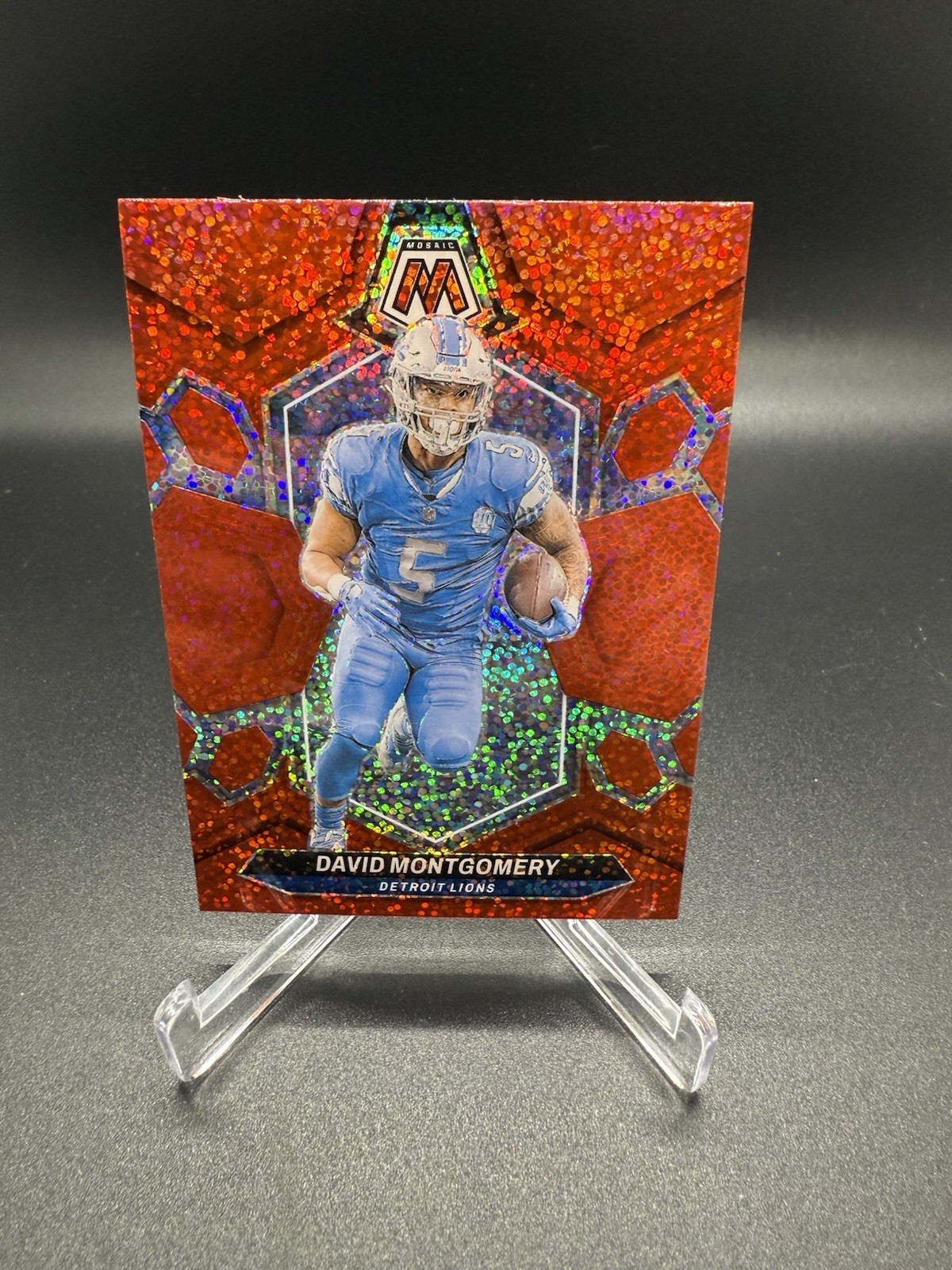 2024 Panini Mosaic Red Sparkle Prizm #72 David Montgomery Lions