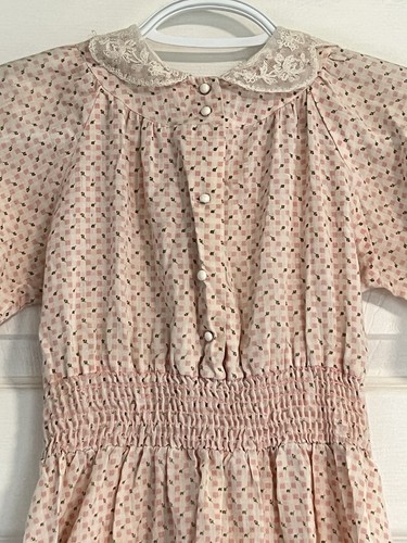 Ann Marilyn Vintage Girls Dress Size 10 Pink White Floral Stretch Short Sleeve - Picture 3 of 13