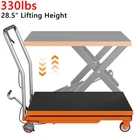 Hydraulic Lift Table Cart 330 lbs Manual Scissor Lift Table 28.5" Orange