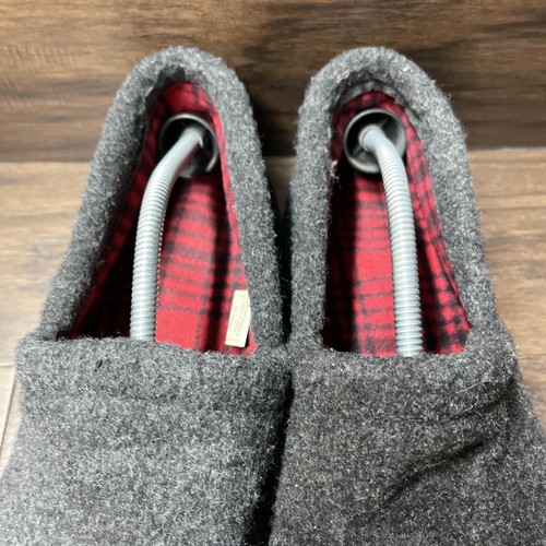 Herren Woolrich rot kariert gefüttert Hausschuhe Größe 12 schwarz guter Zustand - Bild 5 von 14