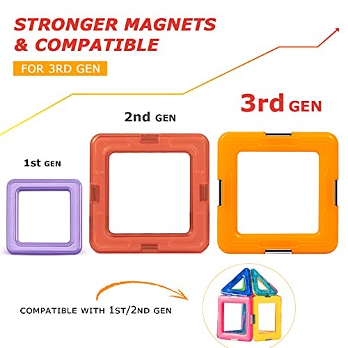  Upgraded Magnetic Blocks Tough Tiles STEM Toys for 3+ Year Old Boys and Girls  - Picture 3 of 6