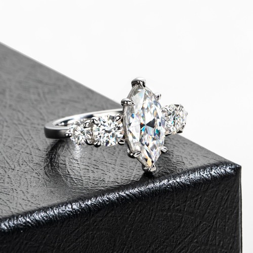 3ct Moissanite Engagement Ring Marquise Cut D Color VVS1 S925 Gift For Women - Bild 3 von 10