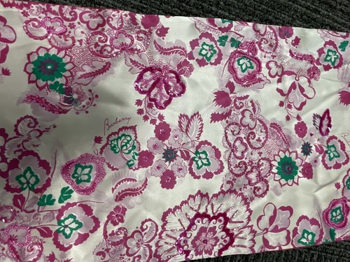 Burberry Silk Scarf Flower Pink Women beaded london made in india very rare box - Picture 8 of 13