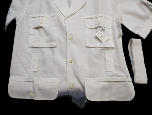 Camicia Uomo Estiva Manica Corta Leggera Bianca Blu Lino Cotone 100% Coachella - Imagen 18 de 76