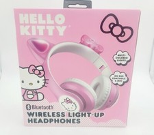 Hello Kitty wireless Bluetooth Headphones Light Up On Ear Mic Cat Ears PINK