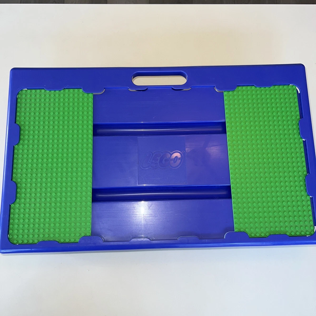 Vintage 1998 RARE Blue Lego Lap Table Storage Trays Sliding Green Carrying  Case