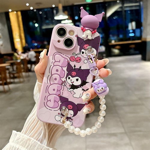 Sanrio Cinnamoroll Kuromi Protective Case Cover w/Lanyard Pendant For iPhone  - 第 9/24 張圖片