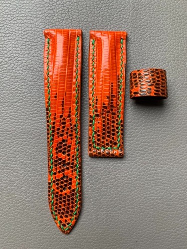Orange Genuine Lizard skin leather watch strap band 16 17 18 19 20 21 22 23 24mm - Picture 1 of 13