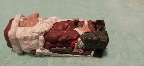 SANTA square ceramic figure 5" tall Santa has darker skin FREE SHIPPING - Picture 4 of 5