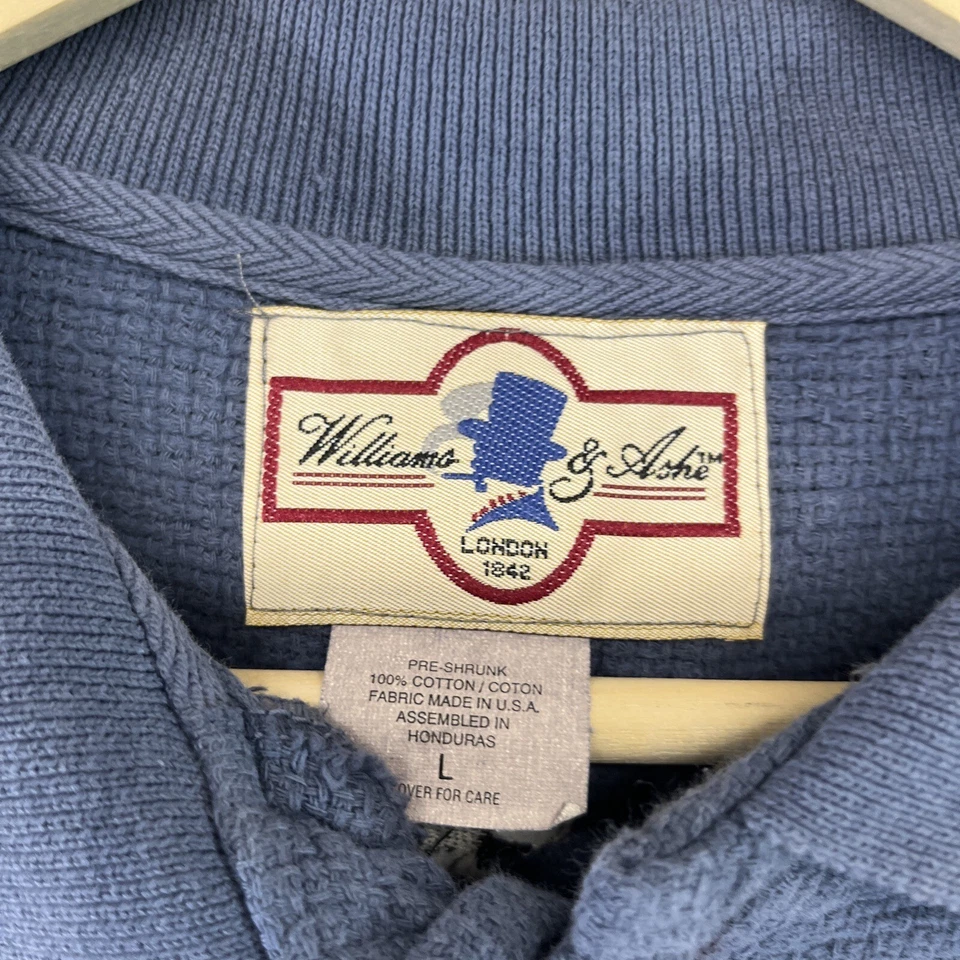 Polo Williams & Ashe London 1842 Grande Azul SS 100% Algodón Textura B116 Foto 3 de 4