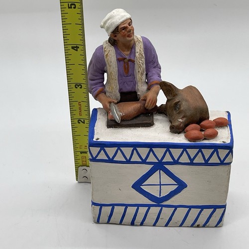 Neapolitan Presepio Italian village Butcher figurine Vintage Rare - Picture 5 of 6