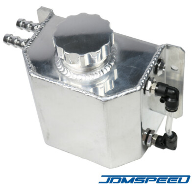 1L Aluminum Radiator Coolant Overflow Tank - Silver, Universal/Performance Fit