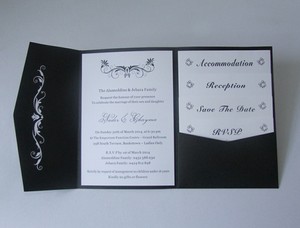 Laser Cut Black Pocketfold Wedding Invitations Diy Pocket Fold
