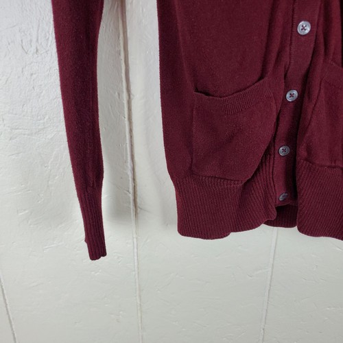 Hollister Sweater Womens Medium Burgundy Red Cardigan Long Sleeve Stretch Button - Picture 7 of 16