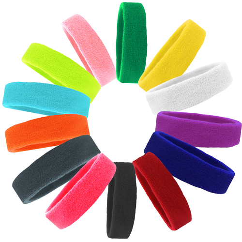 10 ORANGE TERRY SWEATBAND Cotton Headbands Absorbent Workout Quality Sport BANDS - Picture 3 of 6