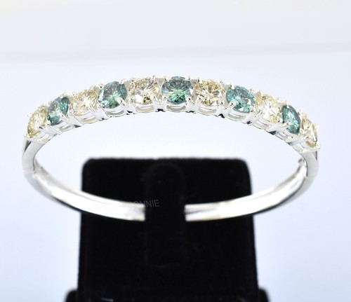 Certified Blue & White Diamond Bangle Bracelet-FREE 1ct diamond studs - Picture 4 of 12