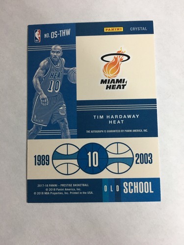 2017-18 Panini Prestige Tim Hardaway #OS-THW Old School 1989-2003 automático - Imagen 3 de 3