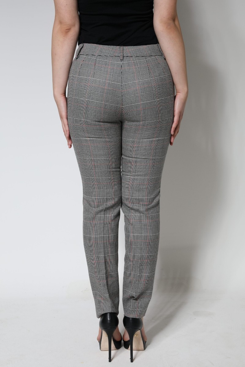 DOLCE & GABBANA Pants Gray Plaid Wool Mid Waist Women