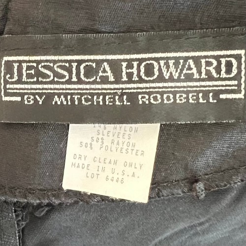 Vintage Jessica Howard Women's Size 14 Black Puff Sleeve Velvet Party Dress - Picture 10 of 12