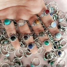 Malachite  Mix Gemstone 925 Sterling Silver Plated Wholesale Lot Rings Jewelry