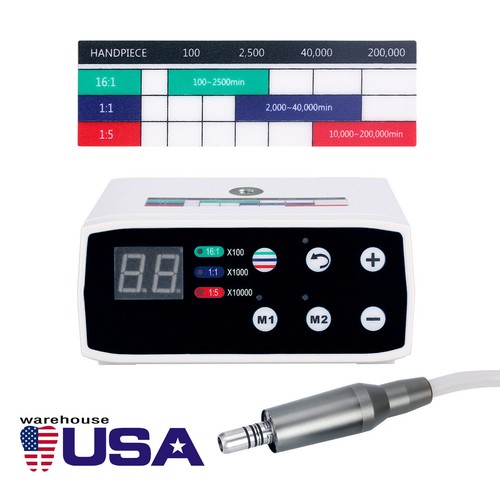 Dental LED Brushless Electric Micro Motor/1:1 Optic Fiber Contra Angle Handpiece - Picture 8 of 23