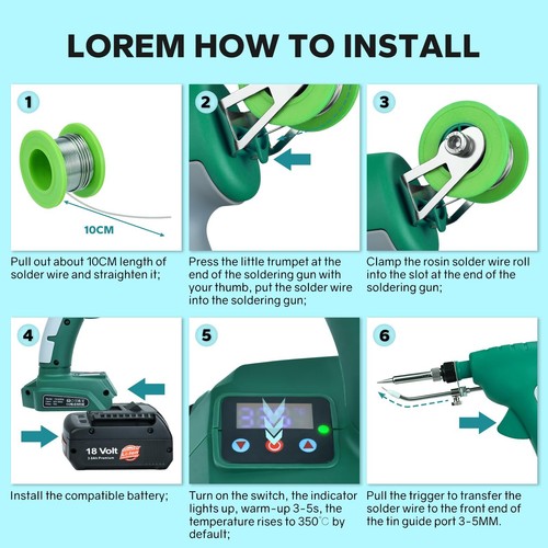 75W LCD Cordless Soldering Iron Kit for Bosch 18V Battery w/5Pcs Solder Tips - Picture 6 of 7
