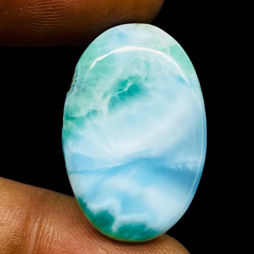 31 Cts Natural Larimar Pectolite 28x19mm Oval Loose Cabochon Untreated Gemstone - Picture 1 of 8