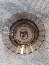 Vintage Smoke Glass Frontier Hotel Scalloped Edge Ashtray 4.5in