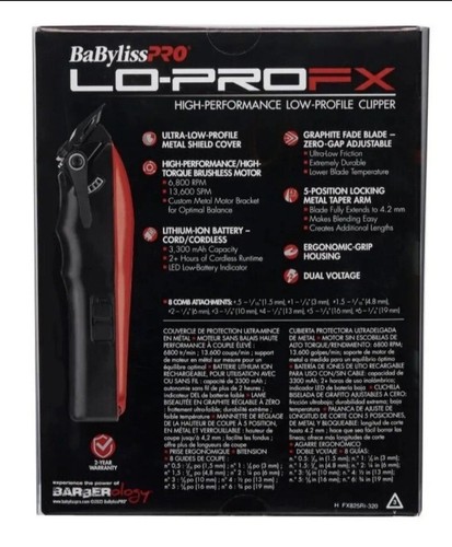 BaBylissPRO LoPROFX Influencer Edition Haarschneidemaschine - Rot (FX825RI) - Bild 3 von 5