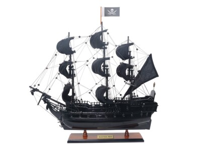 Black Pearl Pirate Small Ship Model Handmade Wooden 20 Inches