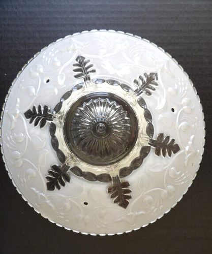 3 Chain Ceiling Light Shade Vintage Frosted Glass Clear Snowflake Star - Picture 1 of 9