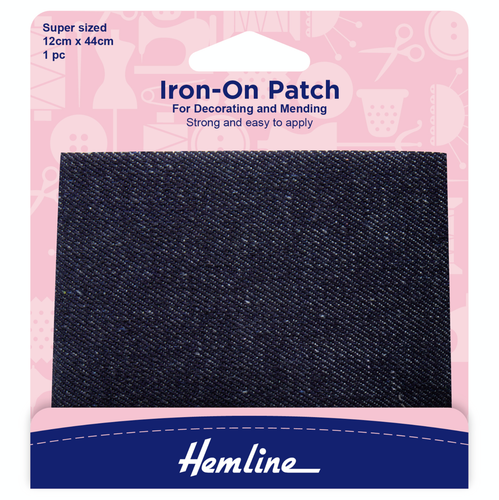 Jeans grandes con parche de mezclilla para planchar reparación y decoración por dobladillo - Imagen 6 de 8