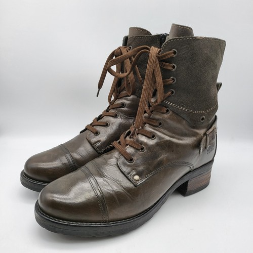 Taos Crave Boots Womens 10-10.5 Bordeaux Leather Suede Combat Lace Up Moto Ankle