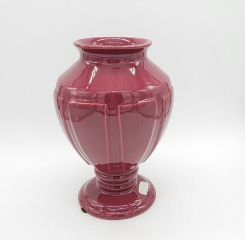 Vintage 80s 90s Haeger #935 Pedestal Pottery Vase Dark Mauve Burgandy 10in - Picture 6 of 8