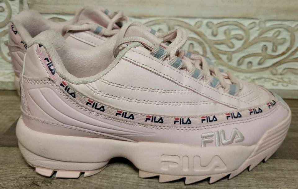 Светоотражающий детский Fila Disruptor светло-розовый на шнуровке размер 3,5 - Изображение 4 из 4