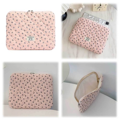 Gesteppte Laptophülle mit Blumenmuster für 11-Zoll-Laptop-Tablets (Rosa) - Bild 7 von 12