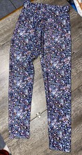 Justice sz 12 purple diamond jewel print leggings gymnastics dance sports