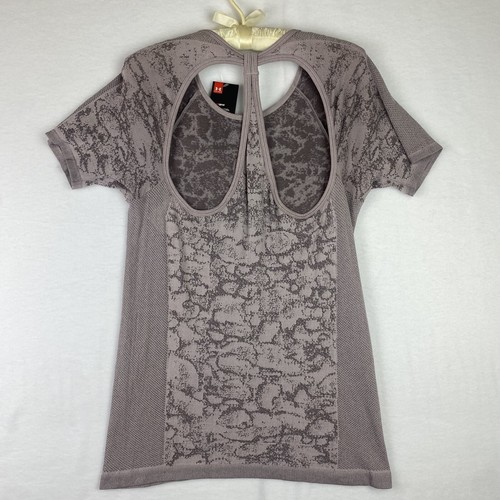 Nuevo con etiquetas Top para mujer UNDER ARMOUR HEATGEAR malva rendimiento manga corta espalda deportiva M - Imagen 7 de 14