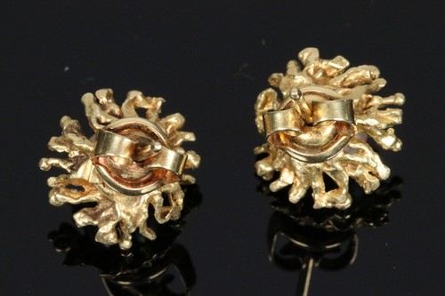 Franz Breuning 585 Gold Ohrstecker Perle Brutalismus Sonne Design Ohrringe 1960s - Bild 6 von 9