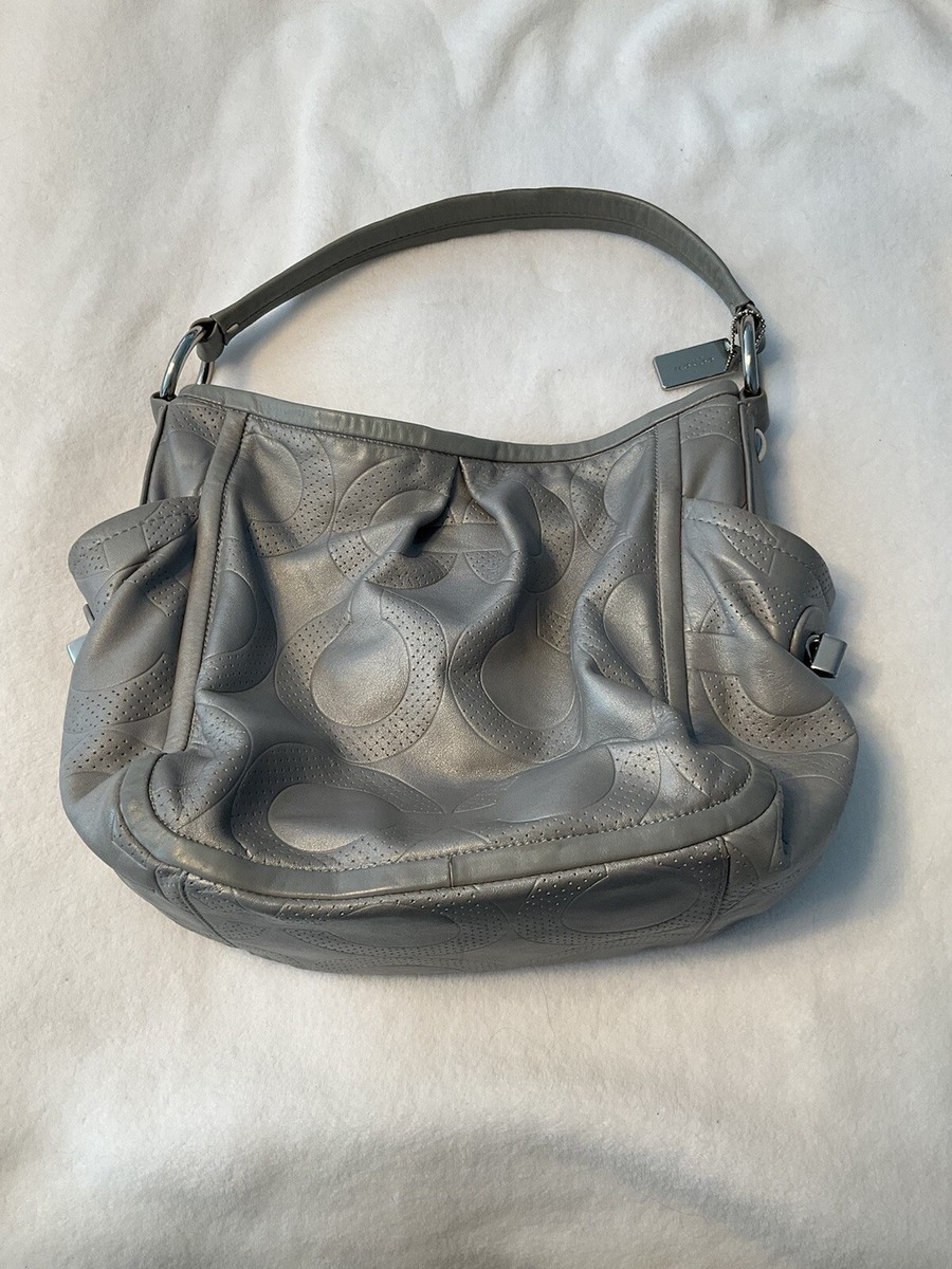 Coach grey Parker perforated leather shoulder, hand bag
