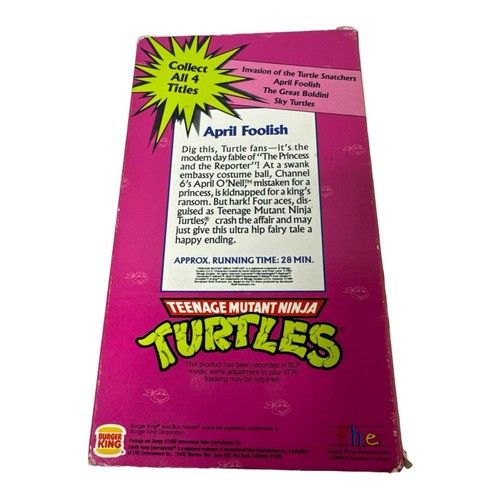 April Foolish. TMNT VHS Burger King Kids Club 1990 Vintage Video Tape Cartoon - Picture 2 of 7