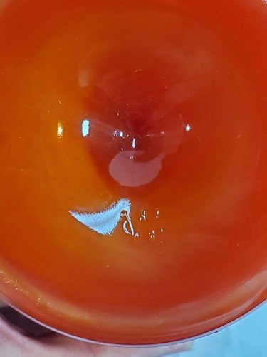 Rare Westmoreland Iridescent Red Opaque Glass Bowl Dish Mayo Old Quilt UV Glow - Picture 7 of 7