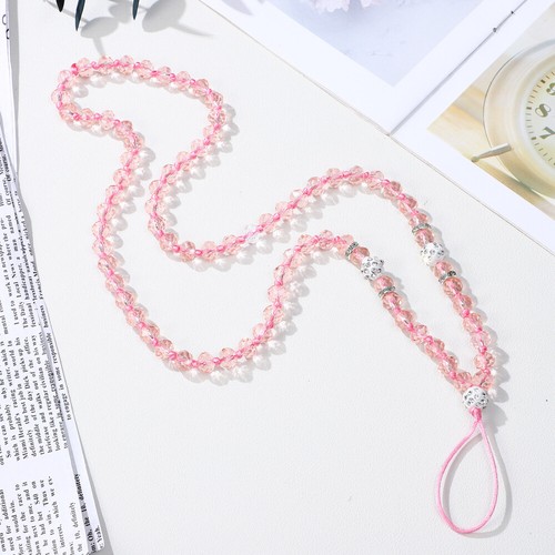 2 Pcs Langes Seil Rosa Perle Weißes Umhängeband Für Telefon Handy Hals Halter - Zdjęcie 6 z 11
