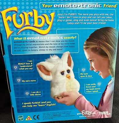 RARE 2005 Furby Your Emoto Tronic Friend Grey/Pink with Blue
