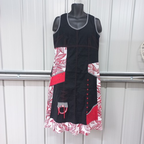 😇 Philossophy Size 14 Womens Ladies Dress Sleeveless Stretch Black Red White - Picture 2 of 13