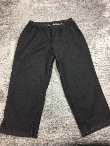 Woman Within Pull On Jeans Womens Size 22WP Petite Plus Dark Gray Elastic Waist