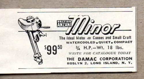 1954 Print Ad British Anzani Minor Outboard Motors Damac Corp Long Island,NY